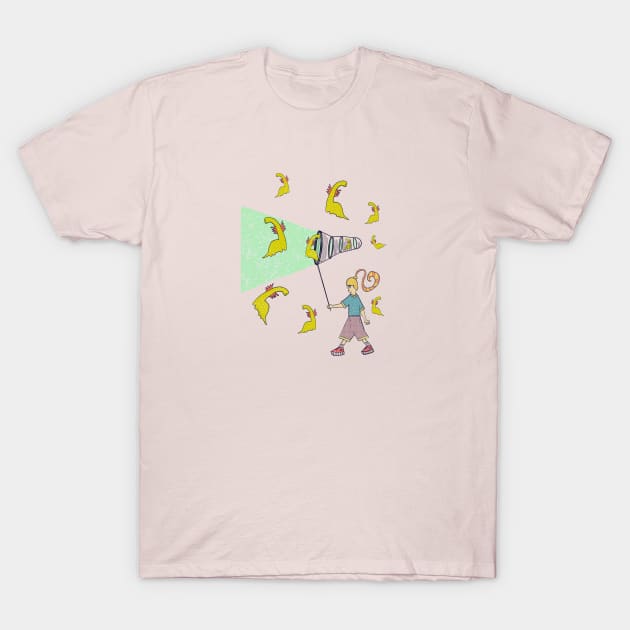 Dinosaur Tractor Beam T-Shirt by Lee’s Art Tees